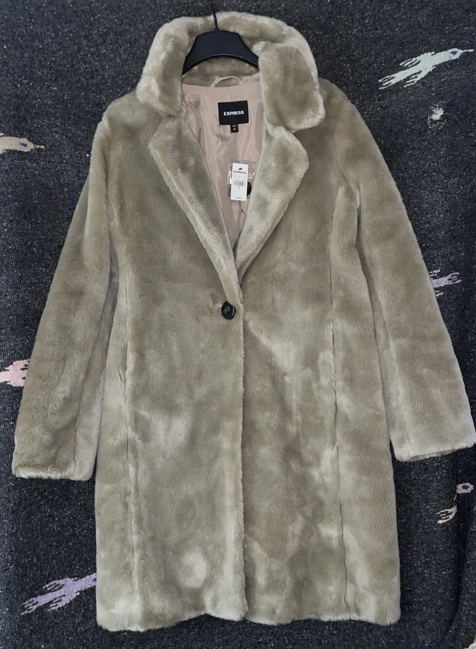 New Express Stylish Chic Faux Coat Size S Brown BRAND NEW WITH TAGS $228 M0224